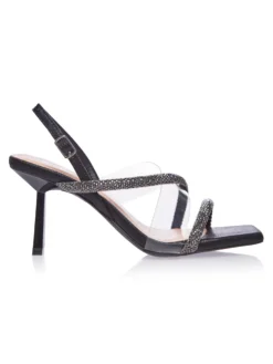 Sandale Elegante de Ocazie Negre Cristale Menbur