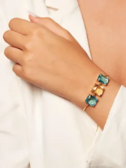 Cauti Bijuterii Speciale? Descopera pe MANGATA Bratara Aurie Eleganta Cristale Turquoise Galben MANGATA realizata manual, Livrare Rapida