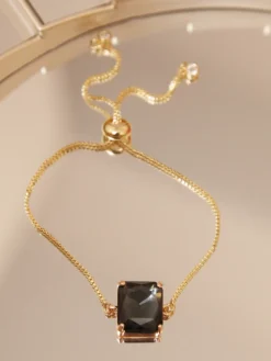 Cauti Bijuterii Speciale? Descopera pe MANGATA Bratara Aurie Eleganta de Dama Cristal Negru MANGATA realizata manual, Livrare Rapida