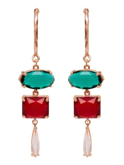Cauti o Pereche de Cercei Deosebiti cu Cristale? Descopera Colectia Mangata Jewelry Cercei Aurii Lucrati Manual Cristale Verzi Rosii MANGATA