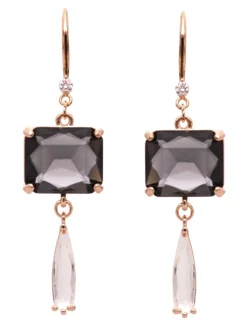 Cauti o Pereche de Cercei Deosebiti cu Cristale? Descopera Colectia Mangata Jewelry Cercei Aurii Statement cu Cristale Mari Negre MANGATA