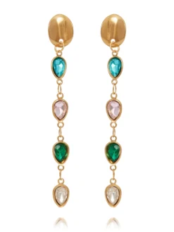 Cauti o Pereche de Cercei cu Cristale? Descopera Colectia Mangata Jewelry Cercei de Ocazie Eleganti Aurii Cristale Albastre MANGATA