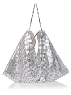 Cauti un Clutch Argintiu Deosebit? Comanda acum unul special pe Mangata.ro | Poșetă Elegantă Argintie de Ocazie Glamour Menbur