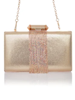 Cauti un Clutch Auriu cu Cristale? Comanda acum unul special pe Mangata.ro | Poșetă Elegantă Aurie de Mireasa Satin Cristale Menbur