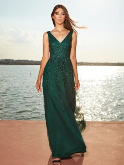 Livrare Rapidă Cauti o Rochie Lunga de Ocazie? Descopera Colectia Noua Rochie de Seara Elegantă Paiete Verzi Nașă Deosebită MANGATA