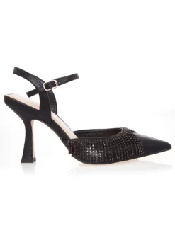 Cauti un o Sanda Eleganta Deosebita cu Cristale? Vezi Colectia MENBUR la MANGATA Sandale de Ocazie Negre Elegante Cristale Franjuri MENBUR