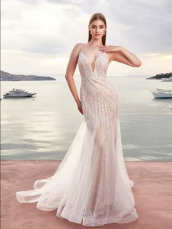 Cauti o Rochie de Mireasă Specială? Comanda Online pe Mangata.ro | Rochie de Mireasă Alba Brodata cu Margele si Paiete MANGATA, Livrare Rapidă
