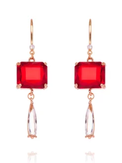Cauti o Pereche de Cercei Deosebiti cu Cristale? Descopera Colectia Mangata Jewelry Cercei Aurii de Seară Cristale Roz și Zirconiu MANGATA