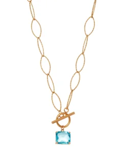 Cauti Bijuterii Speciale? Descopera pe MANGATA Colier Elegant Auriu cu Pandantiv Cristal Albastru, Livrare Rapida, Calitate
