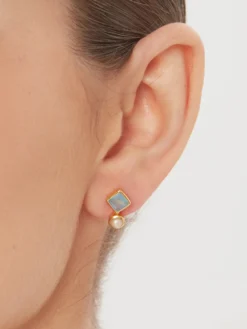 Cauti o Pereche de Cercei Deosebiti cu Pietre Naturale? Descopera Colectia Schmuckoo Berlin Cercei Stud Casual Eleganti Aurii Perle Naturale si Calcedonie