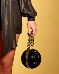 Cauti o Poseta Eleganta Neagră de Ocazie? Comanda pe Mangata.ro | Clutch Negru de Ocazie Bilă Elegant Cristale Nuntă MANGATA