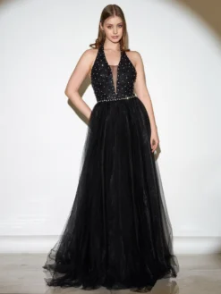 Cauti o Rochie Lunga de Ocazie Deosebita? Descopera Colectia Noua Rochie Lunga Eleganta Ocazie Neagră Nașă Decolteu MANGATA