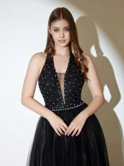 Cauti o Rochie Lunga de Ocazie Deosebita? Descopera Colectia Noua Rochie Lunga Eleganta Ocazie Neagră Nașă Decolteu MANGATA