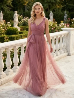 Cauti o Rochie Lunga Eleganta Speciala? Comanda pe MANGATA.ro | Rochie Lunga Voal Decolteu de Nunta Online Ocazie MANGATA
