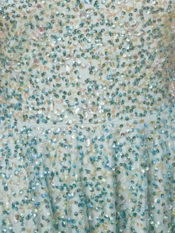 Livrare Gratuita! Cauti o Rochie Lunga Deosebita pentru Evenimente Speciale? Rochie Lunga de Seara Couture Turquoise Paiete Nuntă Nașă