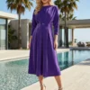 Cauti o Rochie de Zi Deosebita? Descopera si Comanda Online pe Mangata.ro | Rochie de Seara Mov Maneca Lunga Rochii Fashion MANGATA