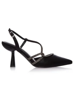 Cauti Sandale de Ocazie Deosebite? Descopera Online Colectia Menbur Sandale Menbur Negre Satin Elegante de Seara Cristale Livrare Rapida