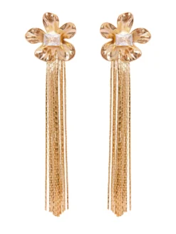 Cauti o Pereche de Cercei cu Cristale? Descopera Colectia Mangata.ro Cercei Aurii Eleganti Flori Fashion Online Statement MANGATA