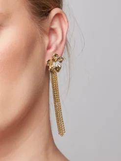 Cauti o Pereche de Cercei cu Cristale? Descopera Colectia Mangata.ro Cercei Aurii Eleganti Flori Fashion Online Statement MANGATA