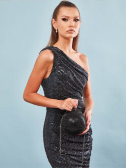 Cauti o Poseta Eleganta Neagră de Ocazie? Comanda pe Mangata.ro | Clutch MENBUR Negru de Ocazie Bilă Cristale MANGATA, Livrare Rapidă