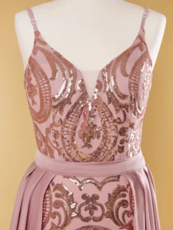 Livrare Rapida. Cauti o Rochie Lunga de Ocazie? Descopera Colectia Noua Rochie de Seara Elegantă Roz Nasa Paiete Deosebita MANGATA
