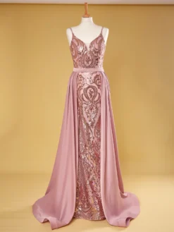 Livrare Rapida. Cauti o Rochie Lunga de Ocazie? Descopera Colectia Noua Rochie de Seara Elegantă Roz Nasa Paiete Deosebita MANGATA