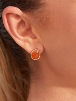 Cauti o Pereche de Cercei Deosebiti cu Pietre Naturale? Descopera Colectia Noua Cercei Placati Aur Pietre Semipretioase Carnelian Portocaliu