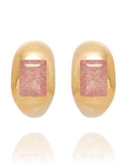 Cauti o Pereche de Cercei Deosebiti cu Pietre Naturale? Descopera Colectia Noua Cercei Stud Placati Aur Pietre Semipretioase Quartz Roz