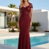 Cauti o Rochie Lunga Couture de Gala? Descopera Colectia Mangata.ro Rochie Lunga de Seara Bordo Ieftina Bust Paiete MANGATA Online