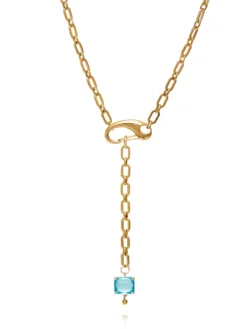 Cauti Bijuterii Speciale? Descopera pe MANGATA Colier 2 in 1 Casual Elegant Auriu Cristal Albastru, Livrare Rapida, Calitate