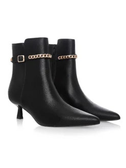 Cauti Botine in Trend Deosebite? Descopera Online Colectia Mangata Botine Menbur Negre Toc Mic Comode Lant Marala MANGATA, Livrare Rapidă