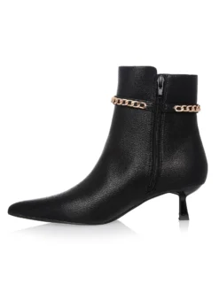 Cauti Botine in Trend Deosebite? Descopera Online Colectia Mangata Botine Menbur Negre Toc Mic Comode Lant Marala MANGATA, Livrare Rapidă