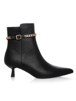 Cauti Botine in Trend Deosebite? Descopera Online Colectia Mangata Botine Menbur Negre Toc Mic Comode Lant Marala MANGATA, Livrare Rapidă