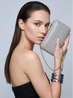Cauti o Poseta Eleganta Argintie de Ocazie? Comanda pe Mangata.ro | Clutch Argintiu Mireasa Elegant Cristale Stralucitoare MENBUR, Livrare Rapida