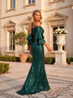 Cauti o Rochie Lunga Deosebita pentru Evenimente Speciale? Comanda pe MANGATA.RO Rochie Eleganta Verde Paiete Lunga Seara ROCHII Nasa Deosebite