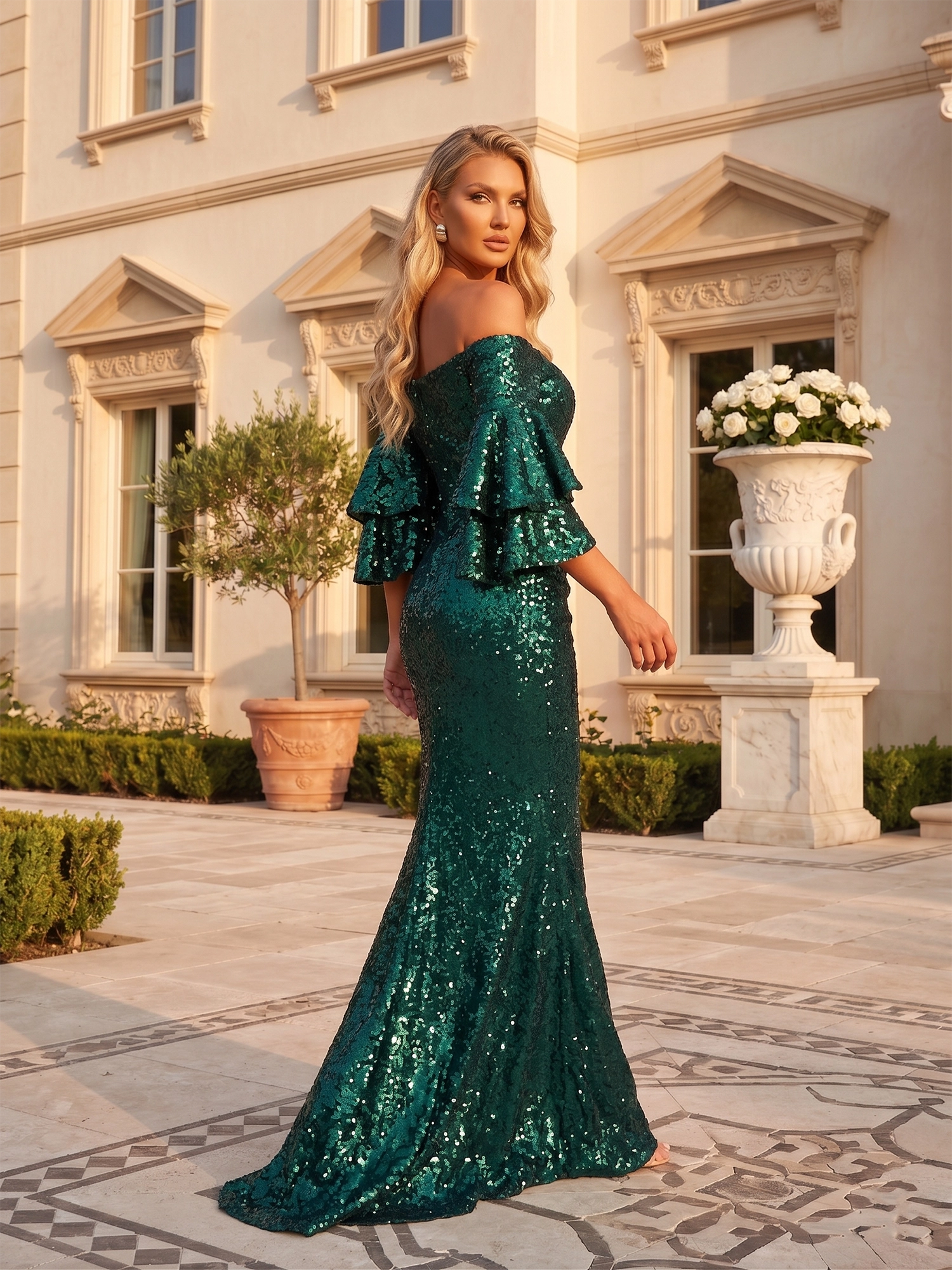 Cauti o Rochie Lunga Deosebita pentru Evenimente Speciale? Comanda pe MANGATA.RO Rochie Eleganta Verde Paiete Lunga Seara ROCHII Nasa Deosebite
