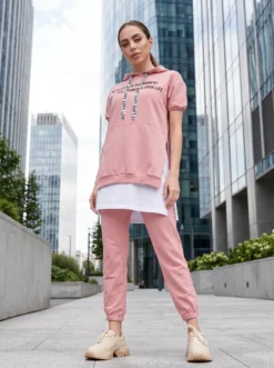 Cauti un Trening Deosebit? Descopera si Comanda Online | Trening De Dama Roz Pudra Fashion Primavara Vara MANGATA, Livrare Rapida