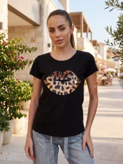 Cauti un Tricou de Primavara Vara Modern? Descopera si Comanda Online Tricou de Dama Vara Paiete Negru Topuri Casual MANGATA