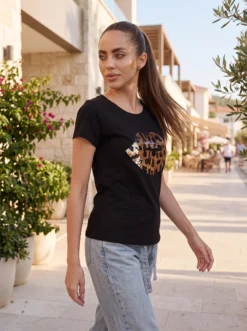 Cauti un Tricou de Primavara Vara Modern? Descopera si Comanda Online Tricou de Dama Vara Paiete Negru Topuri Casual MANGATA