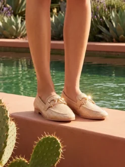 Cauti Pantofi In Trend? Descopera Colectia Mangata Mocasini Isteria din Rafie cu Accesoriu Auriu Primavara Vara Mangata, Livrare Rapida