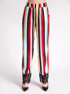 Cauti un Pantalon cu Imprimeu cu Dungi? Descopera si Comanda pe Mangata.ro | Pantaloni de Dama Lungi Dungi Dantela Colectia Vara MANGATA