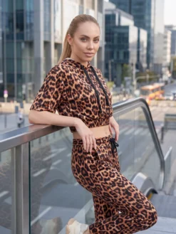 Cauti un Compleu Deosebit? Descopera si Comanda Online | Trening Animal Print Leopard Casual Sport Primavara Vara MANGATA