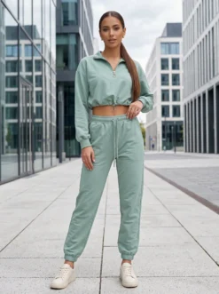 Cauti un Trening Modern Deosebit? Descopera si Comanda Online | Trening De Dama Verde Primavara Vara Treninguri Casual MANGATA