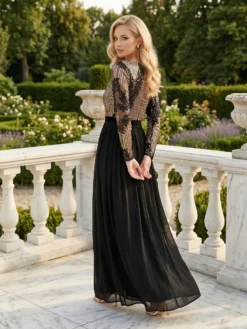 Livrare Rapidă Cauti o Rochie Lunga de Ocazie? Descopera Colectia Noua Rochie de Seara Elegantă Paiete Negre Nașă Lux MANGATA Online