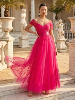 cauti o Rochie Lunga de Seara Deosebita? Comanda pe Mangata.ro Rochie Lunga Eleganta de Ocazie Roz MANGATA, Livrare Rapida