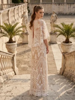 Cauti o Rochie Albă Specială? Comanda Online pe Mangata.ro | Rochie Lungă de Mireasă Broderie Paiete Ieftină MANGATA, Livrare Rapidă