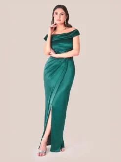 Cauti o Rochie Lunga Eleganta? Descopera cea mai noua Colectie Online Rochie de Ocazie Lungă Verde Satin Despicata Ieftina MANGATA, Livrare Rapida