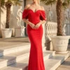 Vrei sa ai o aparitie de neuitat? Ai nevoie de o rochie de seara cu Speciala! Rochie de Seara Eleganta Lunga Rosie ROCHII Nasa Deosebite