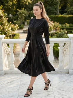 Cauti o Rochie de Zi Deosebita? Descopera si Comanda Online pe Mangata.ro | Rochie de Seara Neagra Maneca Lunga Rochii Fashion MANGATA
