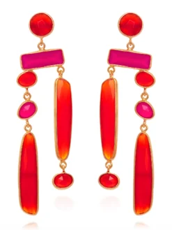 Cauti o Pereche de Cercei Deosebiti cu Pietre Naturale? Descopera Colectia MANGATA Cercei Lungi cu Pietre Semipretioase Orange Fucsia